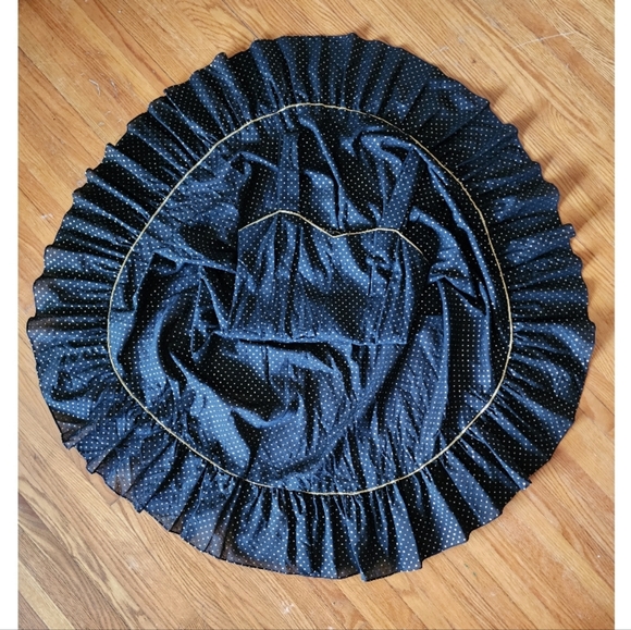 Vintage 70s Julie Miller black gold polka-dot prairie circle skirt sundress M - Picture 8 of 8